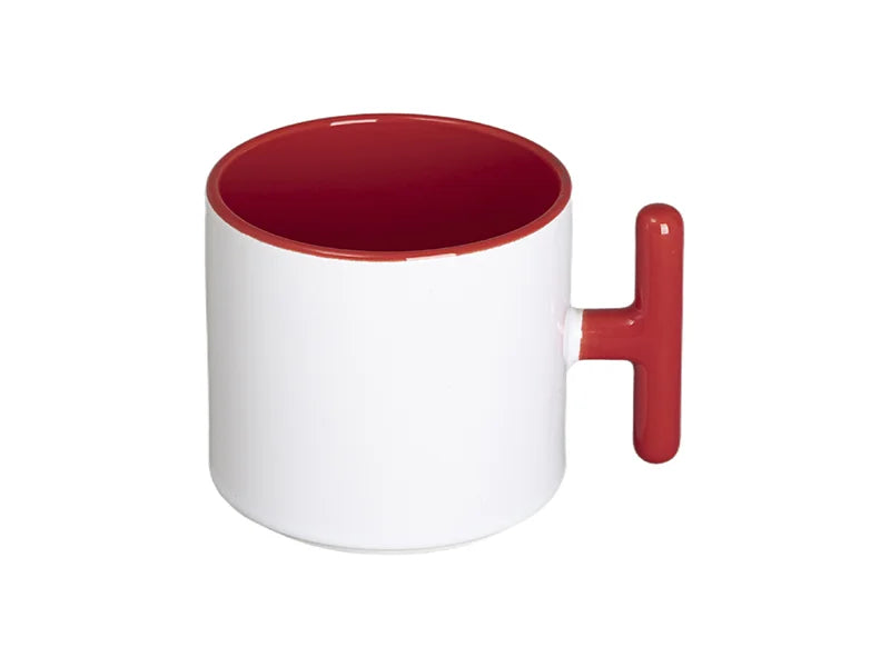 Sublimation 9oz Inner T-Handle Color Mug (Red)