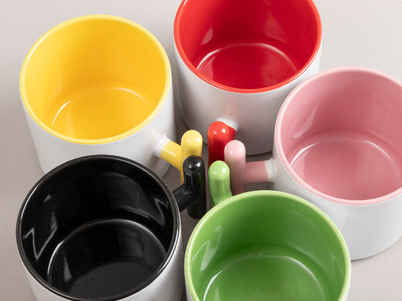 Sublimation 9oz Inner T-Handle Color Mug (Black)