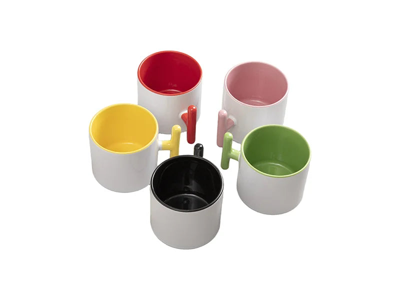 Sublimation 9oz Inner T-Handle Color Mug (Red)