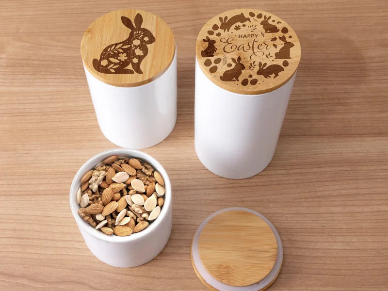 Sublimation Blanks 30oz Ceramic Storage Jar w/ Bamboo Lid