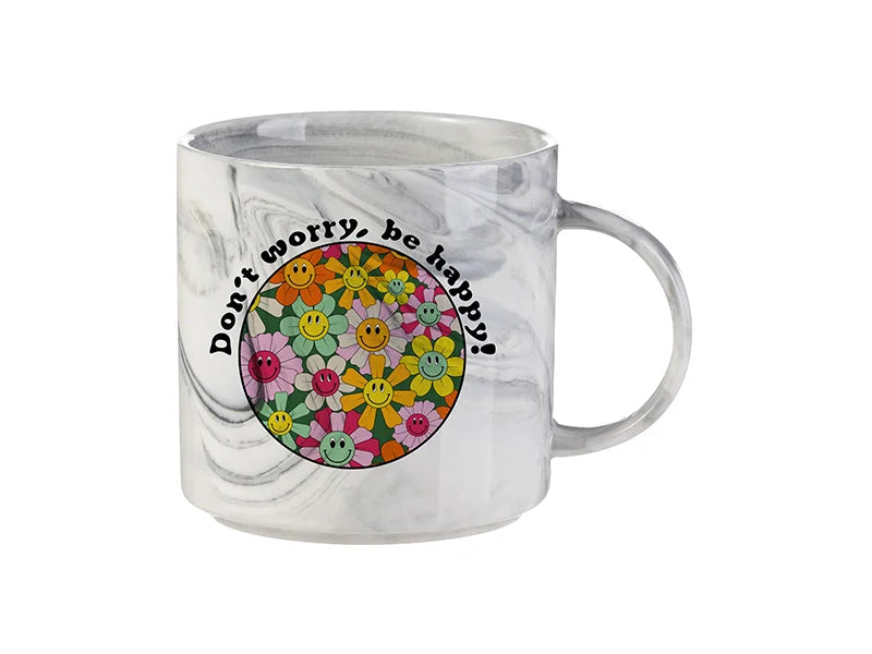 Sublimation Blanks 350ml Marble Texture Ceramic Stackable Mug (Gray)