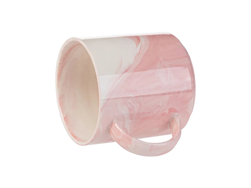 Sublimation Blanks 350ml Marble Texture Ceramic Stackable Mug (Pink)