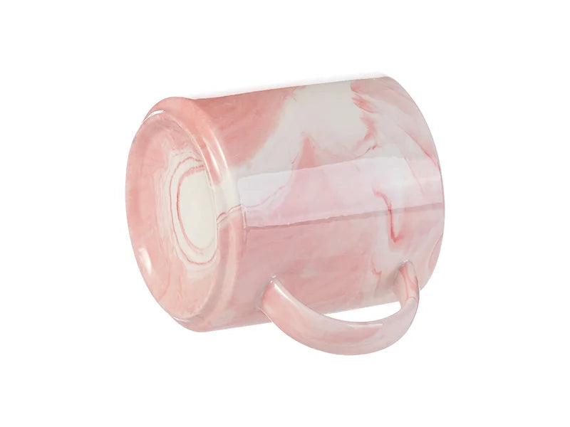 Sublimation Blanks 350ml Marble Texture Ceramic Stackable Mug (Pink)