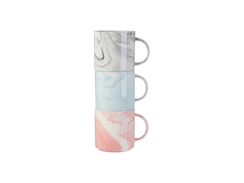 Sublimation Blanks 350ml Marble Texture Ceramic Stackable Mug