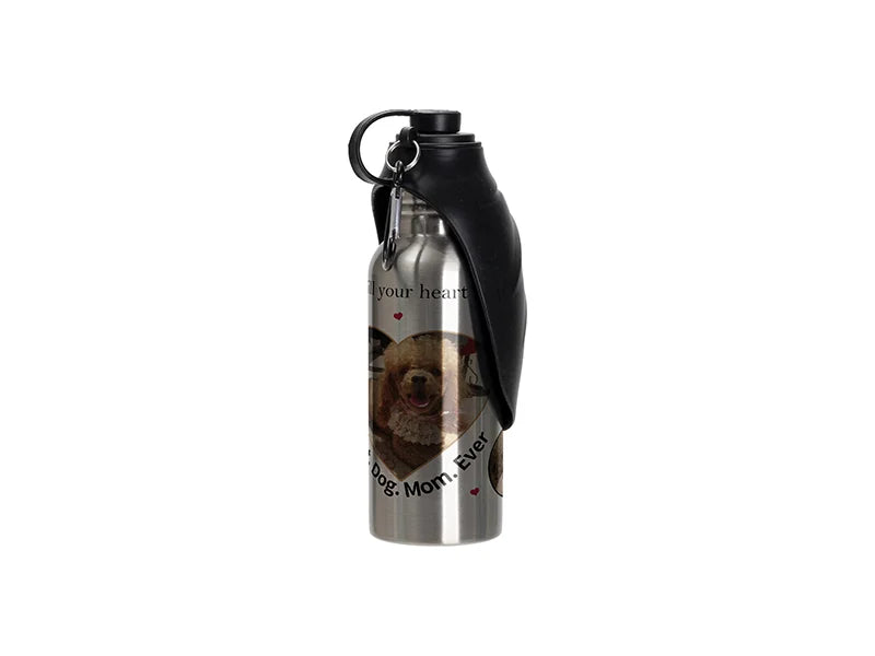 Sublimation Blanks 20oz/600ml Silver Stainless Steel Portable Pet Water Bottle Dispenser