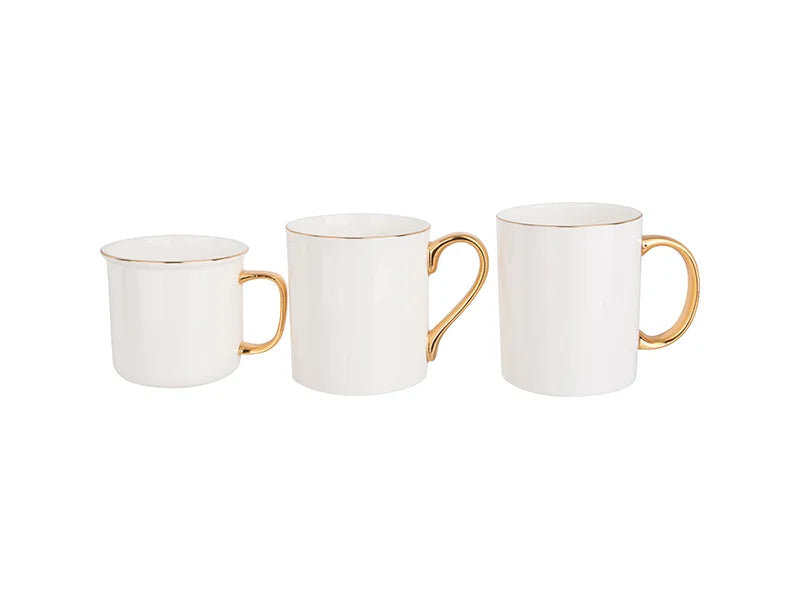 Sublimation 9oz/280ml Gold Rim Handle Bone China Mug