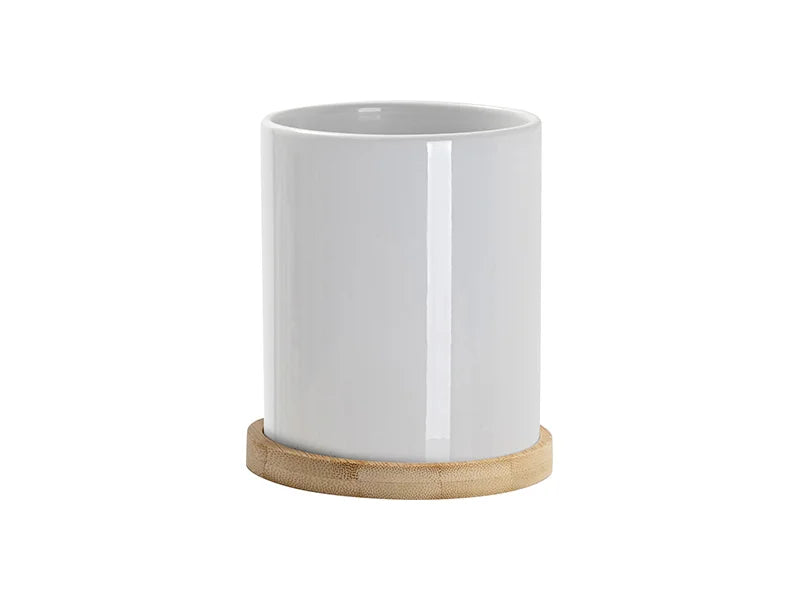 Sublimation 11oz Ceramic Flowerpot with Bamboo Base