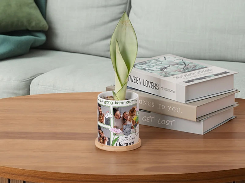 Sublimation 11oz Ceramic Flowerpot with Bamboo Base
