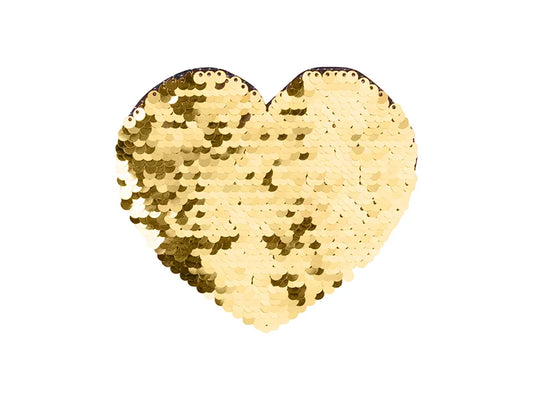 Sublimation Flip Sequins Adhesive Black Base (Heart, Gold W/ White)
