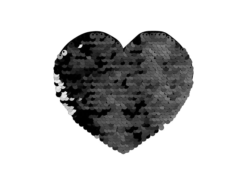 Sublimation Flip Sequins Adhesive Black Base (Heart,Black W/ White)