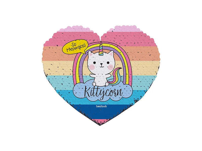 Sublimation Flip Sequins Adhesive Black Base (Heart,Black W/ White)