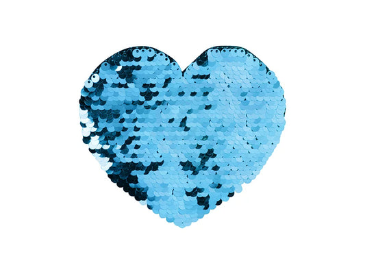 Sublimation Flip Sequins Adhesive Black Base (Heart, Light Blue W/ White)