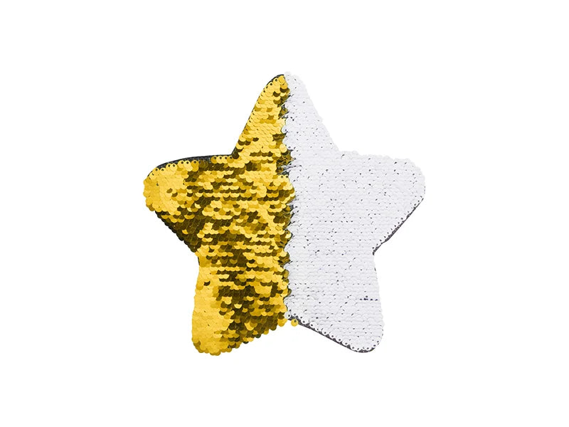 Sublimation Flip Sequins Adhesive Black Base (Star, Gold W/ White) (18*18cm)