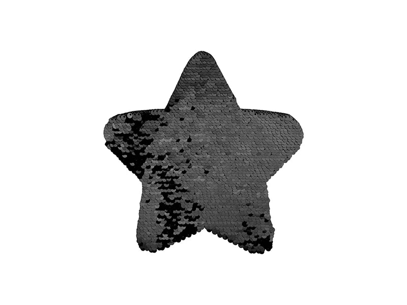 Sublimation Flip Sequins Adhesive Black Base (Star, Black W/ White) (18*18cm)