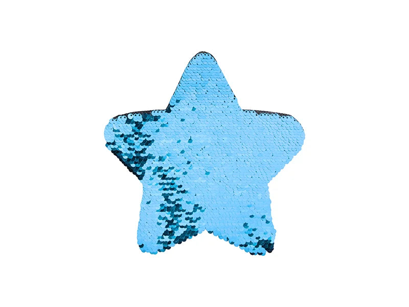Sublimation Flip Sequins Adhesive Black Base (Star, Light Blue W/ White) (18*18cm)