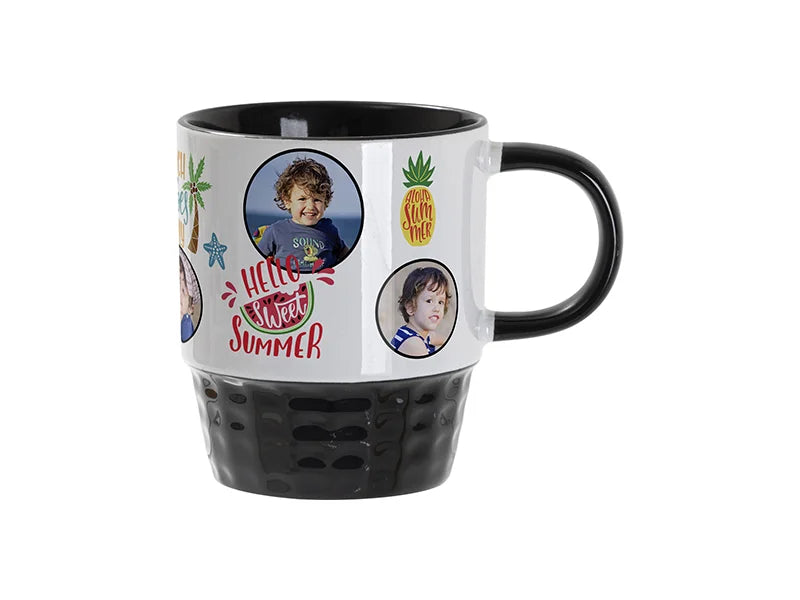 Sublimation Blanks 10oz/300ml Stackable Inner/Handle Color Mug--Black