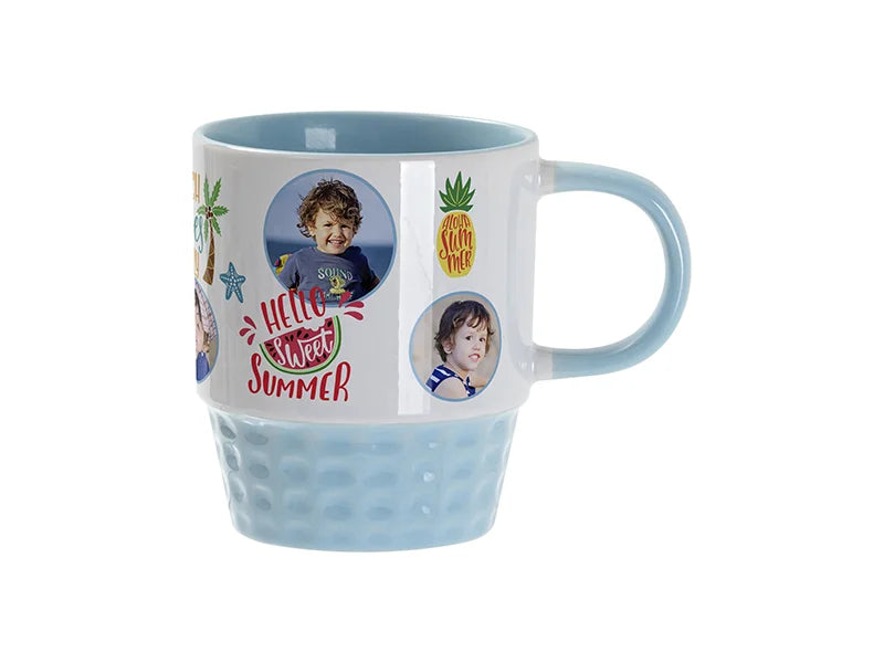 Sublimation Blanks 10oz/300ml Stackable Inner/Handle Color Mug--Light Blue