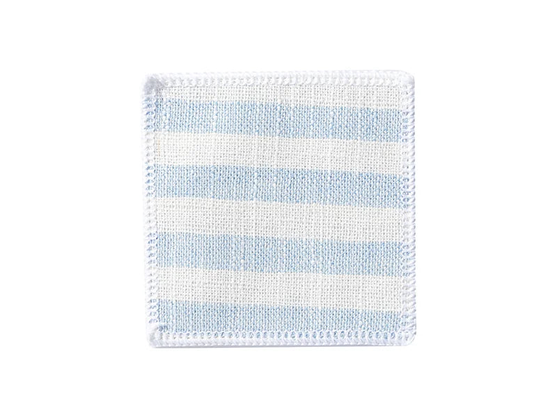 Sublimation Blanks Linen Square Mug Coaster(10*10cm, Beige and Light Blue Stripe)