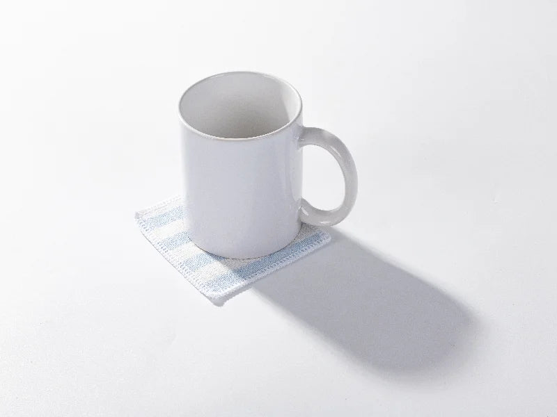 Sublimation Blanks Linen Square Mug Coaster(10*10cm, Beige and Light Blue Stripe)