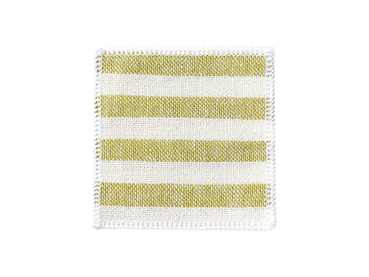 Sublimation Blanks Linen Square Mug Coaster(10*10cm, Beige and Light Green Stripe)