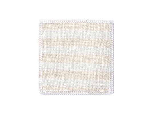 Sublimation Blanks Linen Square Mug Coaster(10*10cm, Beige and Light Yellow Stripe)