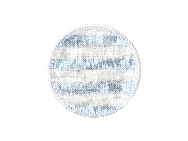 Sublimation Blanks Linen Round Mug Coaster(10*10cm, Beige and Light Blue Stripe)