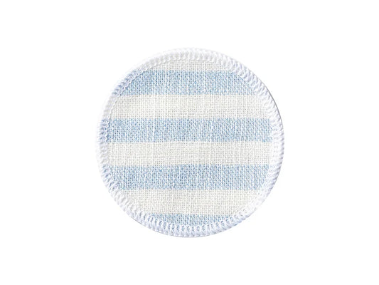 Sublimation Blanks Linen Round Mug Coaster(10*10cm, Beige and Light Blue Stripe)