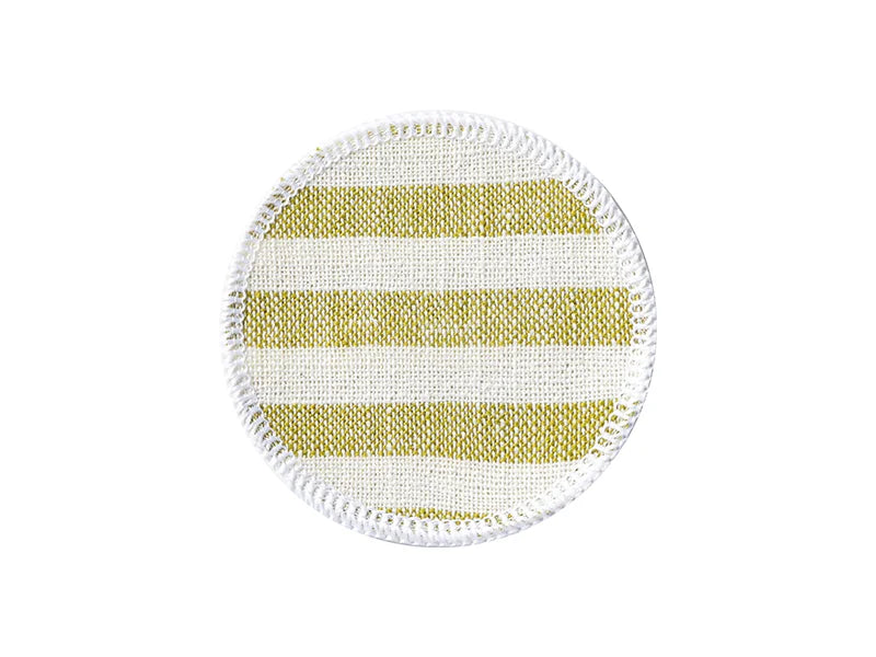Sublimation Blanks Linen Round Mug Coaster(10*10cm, Beige and Light Green Stripe)