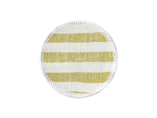 Sublimation Blanks Linen Round Mug Coaster(10*10cm, Beige and Light Green Stripe)