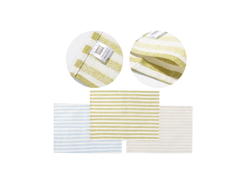 Sublimation Blanks Linen Table Mat(35.5*50cm, Beige and Light Yellow Stripe)