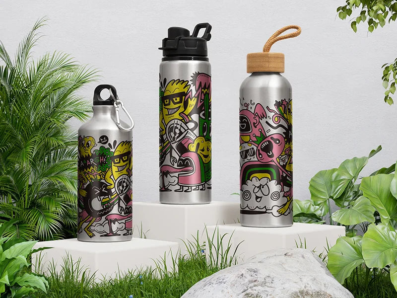 Sublimation Blanks 20oz/600ml Aluminum Water Bottle w/ Bamboo Lid