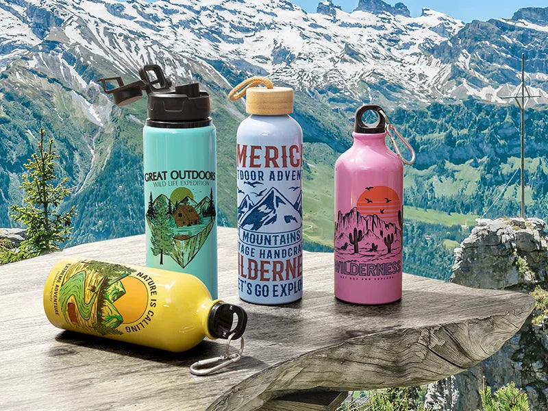 Sublimation Blanks 20oz/600ml Aluminum Water Bottle w/ Bamboo Lid (Light Blue)