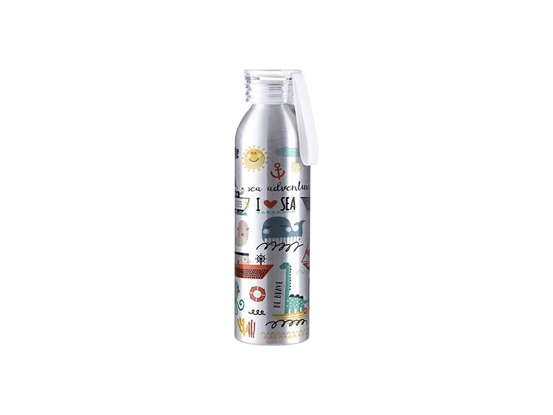 Sublimation Blanks 22oz/650ml Portable Sports Slim Aluminum bottle With Clear Cap(Silver)
