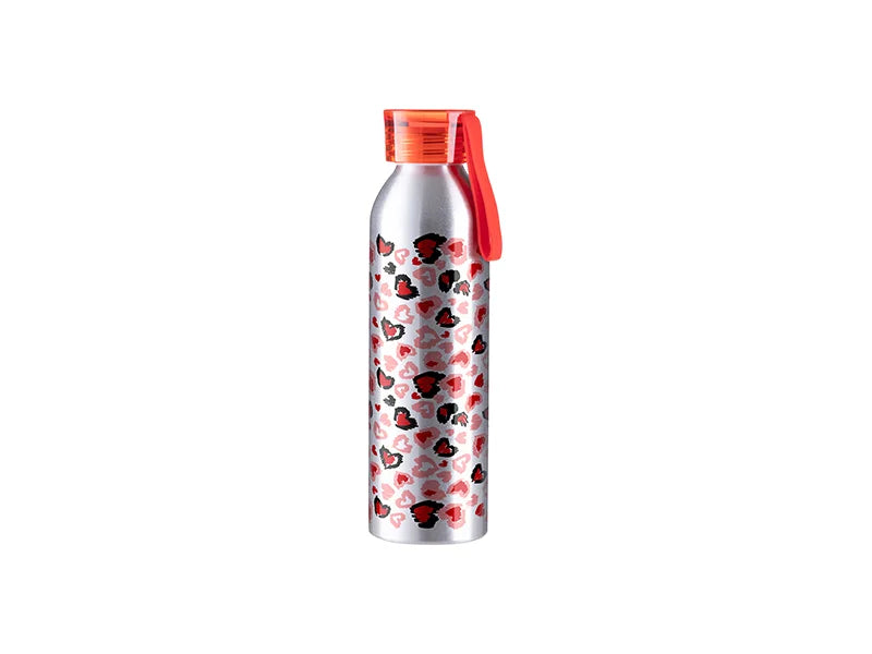 Sublimation Blanks 22oz/650ml Portable Sports Slim Aluminum bottle With Red Cap(Silver)