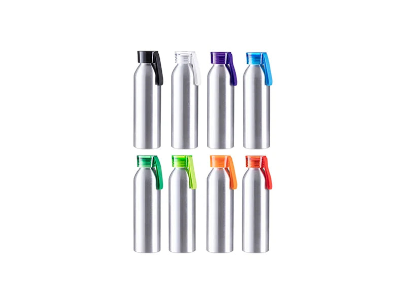 Sublimation Blanks 22oz/650ml Portable Sports Slim Aluminum bottle With Black Cap(Silver)