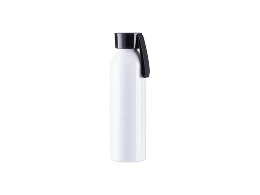 Sublimation Blanks 22oz/650ml Portable Sports Slim Aluminum bottle With Black Cap(White)