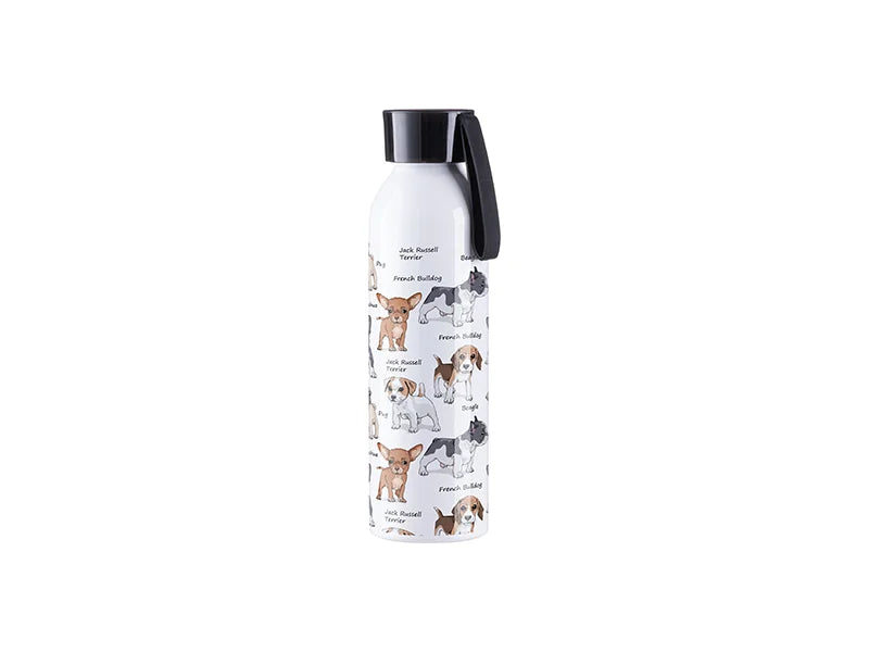 Sublimation Blanks 22oz/650ml Portable Sports Slim Aluminum bottle With Black Cap(White)