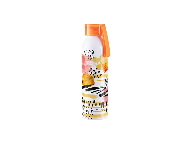 Sublimation Blanks 22oz/650ml Portable Sports Slim Aluminum bottle With Orange Cap(White)