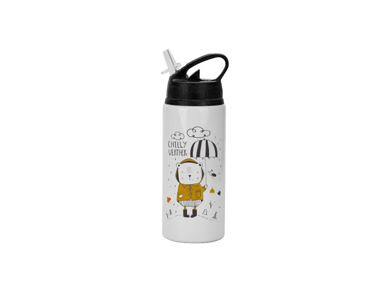 Sublimation Blanks 20oz/600ml White Aluminium Bottle w/ Black Straw Lid