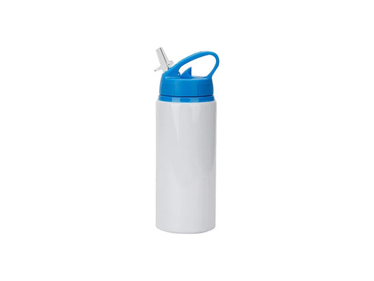 Sublimation Blanks 20oz/600ml White Aluminium Bottle w/ Blue Straw Lid