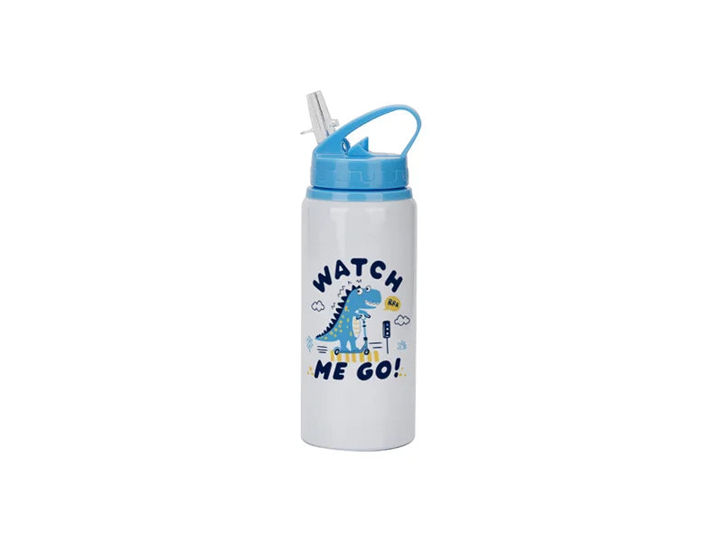Sublimation Blanks 20oz/600ml White Aluminium Bottle w/ Light Blue Straw Lid