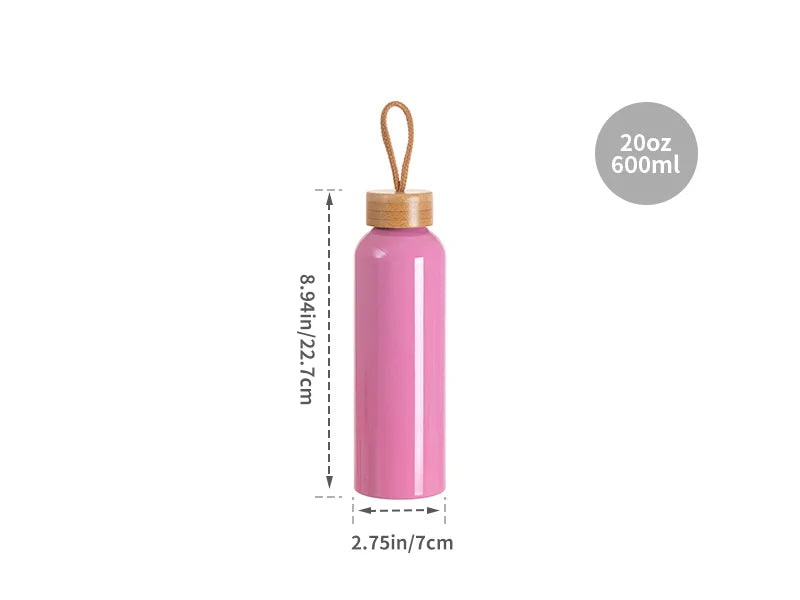 Sublimation Blanks 20oz/600ml Aluminum Water Bottle w/ Bamboo Lid