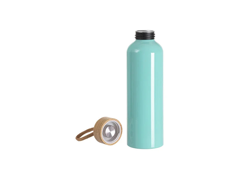 Sublimation Blanks 20oz/600ml Aluminum Water Bottle w/ Bamboo Lid (Mint Green)
