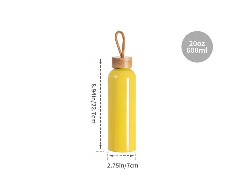 Sublimation Blanks 20oz/600ml Aluminum Water Bottle w/ Bamboo Lid