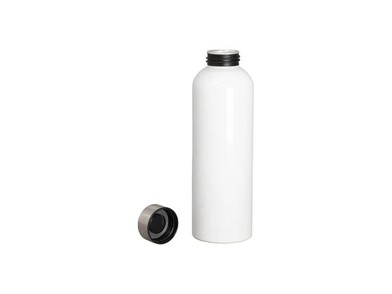 22oz/700ml Sublimation Blanks Aluminum Sport Bottle with Silver Cap (White)