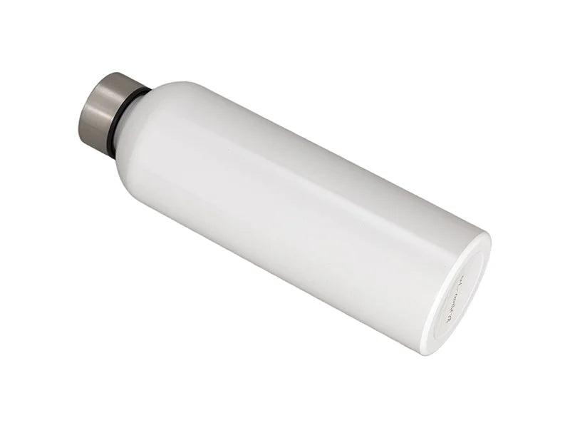 22oz/700ml Sublimation Blanks Aluminum Sport Bottle with Silver Cap (White)