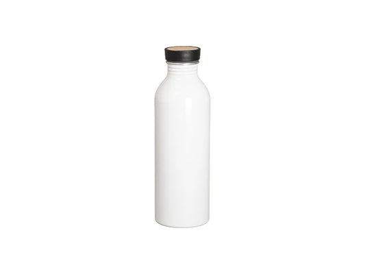 18oz/550ml Sublimation Blanks Aluminum Bottle with Black Bamboo Lid (White)