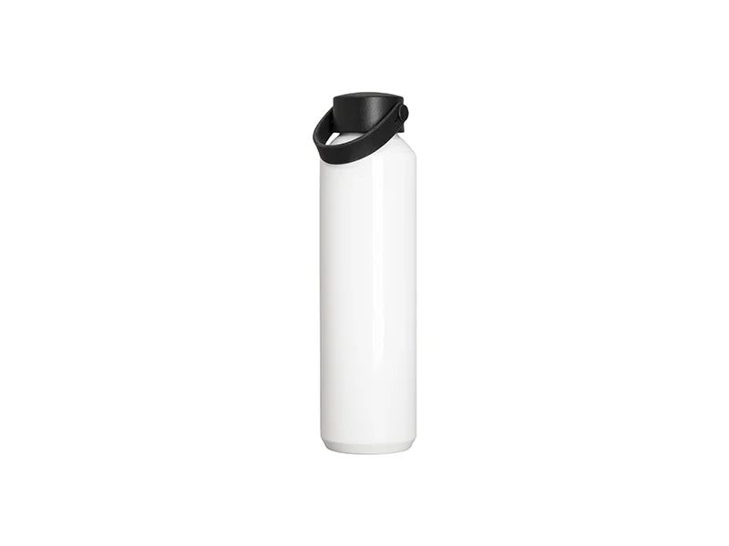 26oz/800ml Sublimation Blanks Skinny Aluminum Bottle with Black Portable Lid (White)