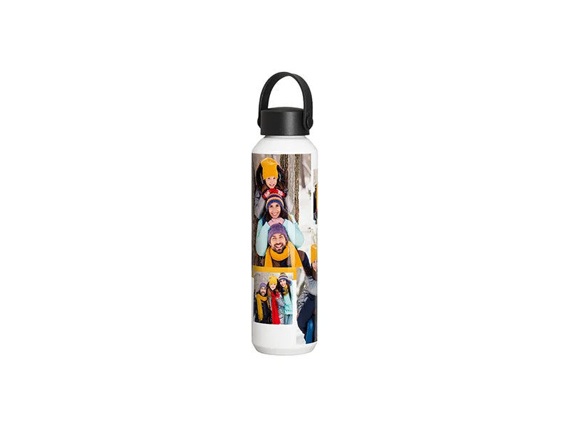 26oz/800ml Sublimation Blanks Skinny Aluminum Bottle with Black Portable Lid (White)