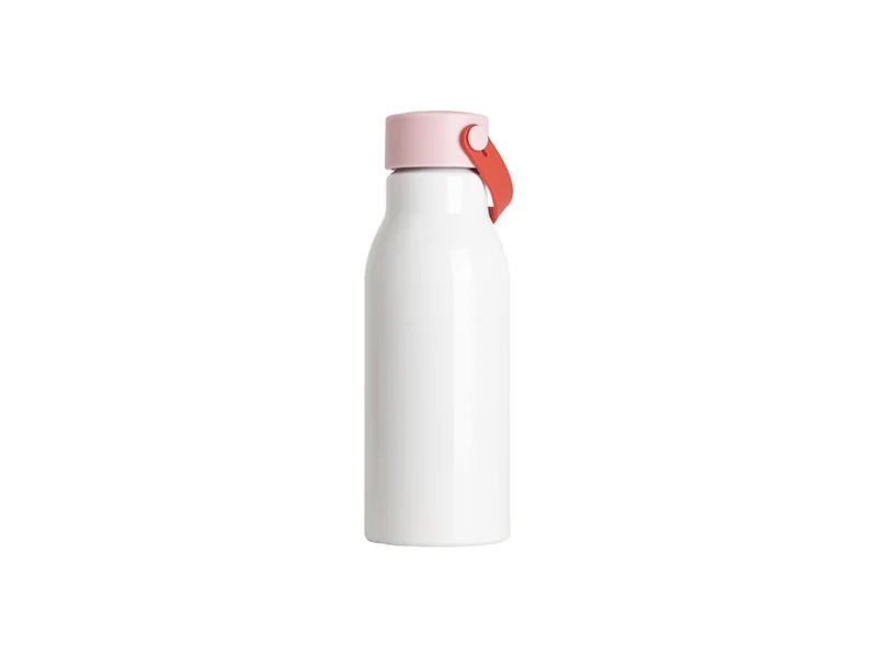20oz/650ml Sublimation Aluminum Bottle w/ Carry Handle Lid (Pink Lid & Red Handle)